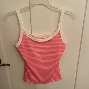 Pink & White Striped Women's Tank Top, size XS